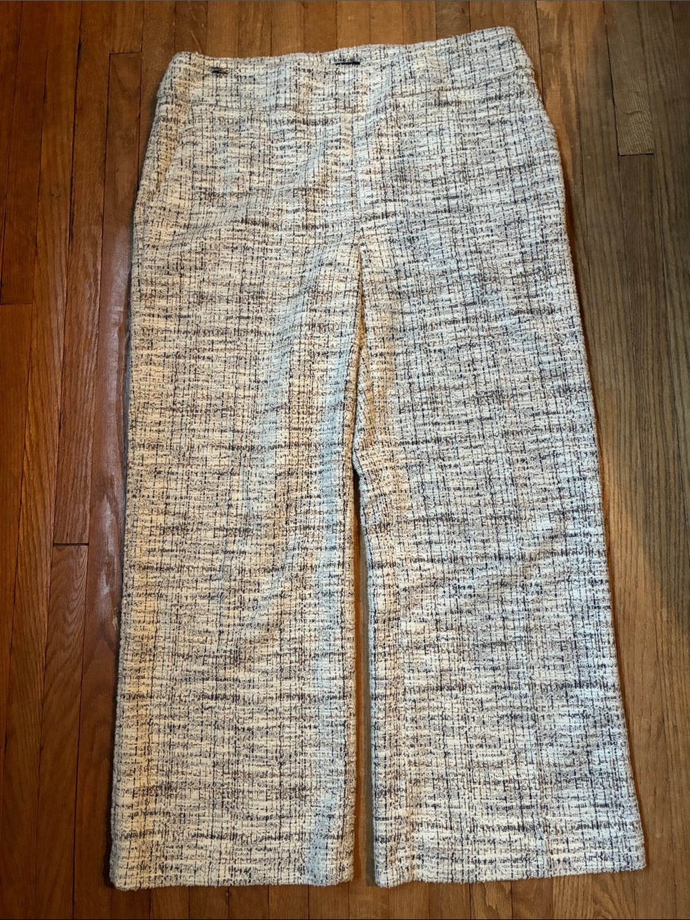 LISETTE Cream and Black Tweed Wide-Leg Pants with Pockets